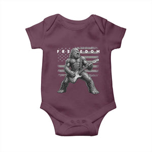 Freedom Bigfoot Playing Electric Guitar Baby Onesie Sasquatch Rock Star American Flag Patriotic Graphic TS02 Maroon Print Your Wear