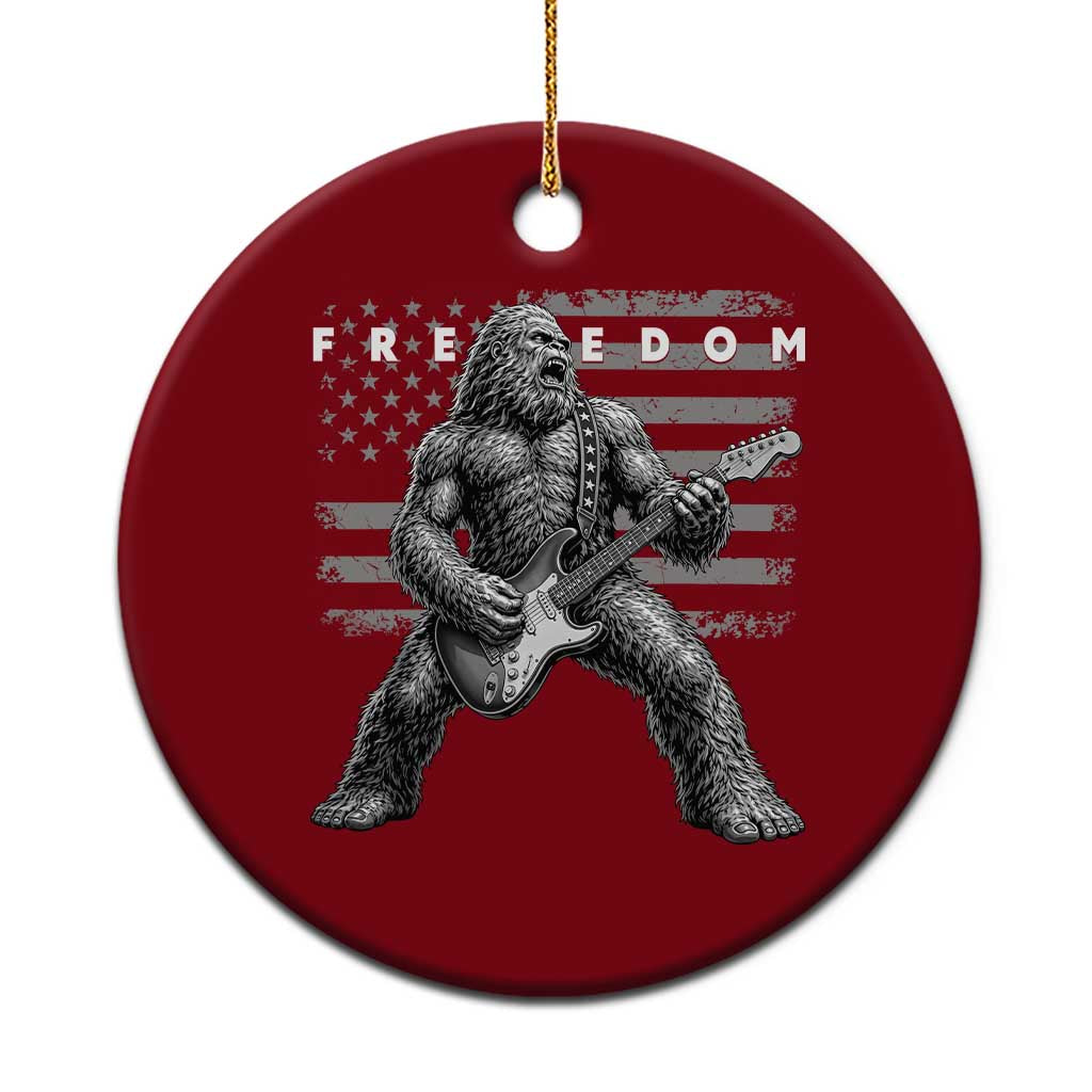 Freedom Bigfoot Playing Electric Guitar Ceramic Ornament Sasquatch Rock Star American Flag Patriotic Graphic TS02 1pc Red Print Your Wear