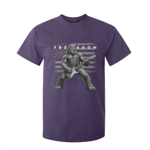 Freedom Bigfoot Playing Electric Guitar T Shirt For Kid Sasquatch Rock Star American Flag Patriotic Graphic TS02 Purple Print Your Wear