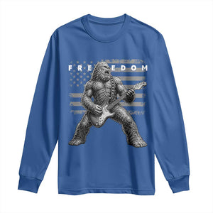 Freedom Bigfoot Playing Electric Guitar Long Sleeve Shirt Sasquatch Rock Star American Flag Patriotic Graphic TS02 Royal Blue Print Your Wear