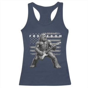 Freedom Bigfoot Playing Electric Guitar Racerback Tank Top Sasquatch Rock Star American Flag Patriotic Graphic TS02 Navy Print Your Wear