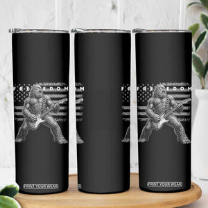 Freedom Bigfoot Playing Electric Guitar Skinny Tumbler Sasquatch Rock Star American Flag Patriotic Graphic TS02 Print Your Wear
