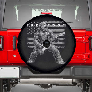 Freedom Bigfoot Playing Electric Guitar Spare Tire Cover Sasquatch Rock Star American Flag Patriotic Graphic TS02 Black Print Your Wear