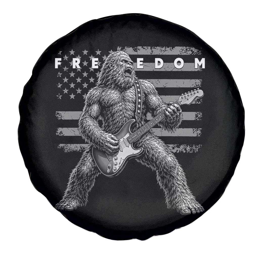 Freedom Bigfoot Playing Electric Guitar Spare Tire Cover Sasquatch Rock Star American Flag Patriotic Graphic TS02 Print Your Wear