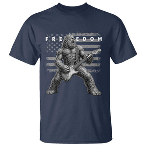 Freedom Bigfoot Playing Electric Guitar T Shirt Sasquatch Rock Star American Flag Patriotic Graphic TS02 Navy Print Your Wear