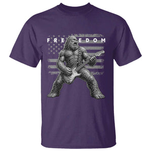 Freedom Bigfoot Playing Electric Guitar T Shirt Sasquatch Rock Star American Flag Patriotic Graphic TS02 Purple Print Your Wear