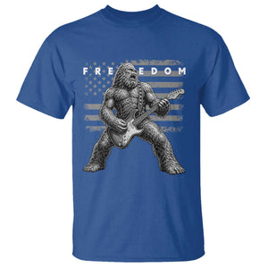 Freedom Bigfoot Playing Electric Guitar T Shirt Sasquatch Rock Star American Flag Patriotic Graphic TS02 Royal Blue Print Your Wear