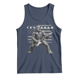 Freedom Bigfoot Playing Electric Guitar Tank Top Sasquatch Rock Star American Flag Patriotic Graphic TS02 Navy Print Your Wear