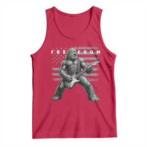 Freedom Bigfoot Playing Electric Guitar Tank Top Sasquatch Rock Star American Flag Patriotic Graphic TS02 Red Print Your Wear