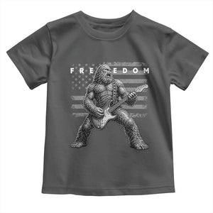 Freedom Bigfoot Playing Electric Guitar Toddler T Shirt Sasquatch Rock Star American Flag Patriotic Graphic TS02 Dark Heather Print Your Wear