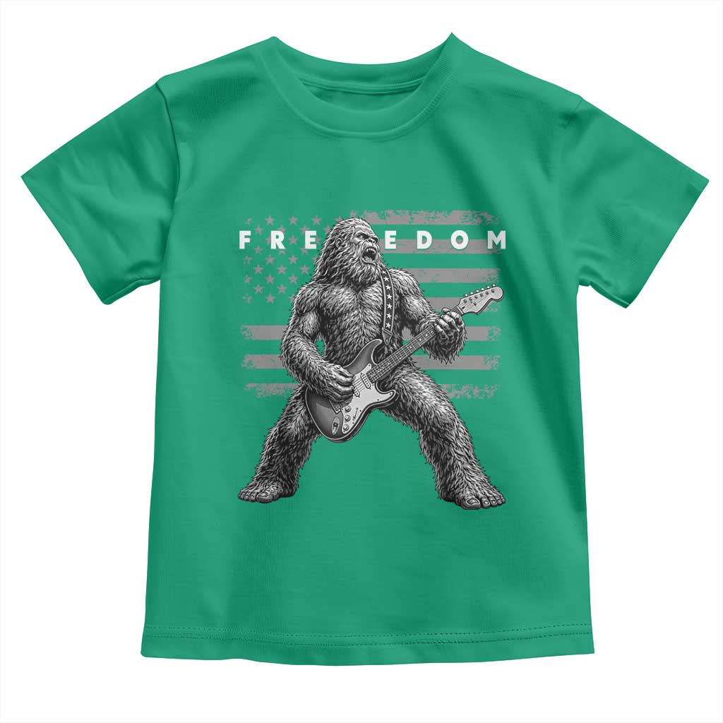 Freedom Bigfoot Playing Electric Guitar Toddler T Shirt Sasquatch Rock Star American Flag Patriotic Graphic TS02 Irish Green Print Your Wear