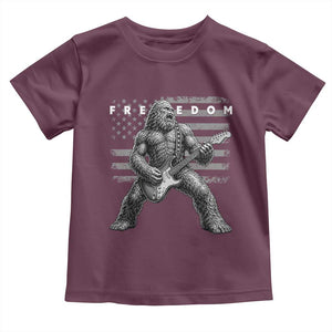Freedom Bigfoot Playing Electric Guitar Toddler T Shirt Sasquatch Rock Star American Flag Patriotic Graphic TS02 Maroon Print Your Wear