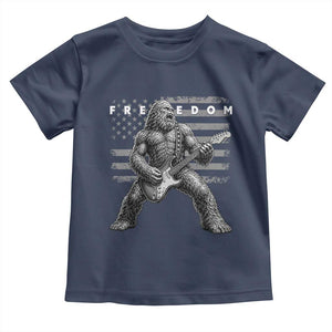Freedom Bigfoot Playing Electric Guitar Toddler T Shirt Sasquatch Rock Star American Flag Patriotic Graphic TS02 Navy Print Your Wear