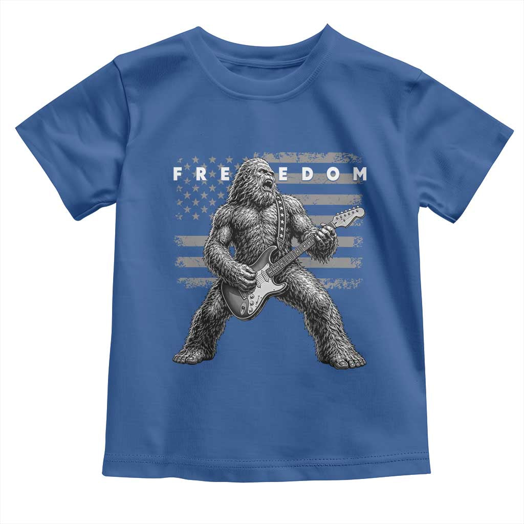 Freedom Bigfoot Playing Electric Guitar Toddler T Shirt Sasquatch Rock Star American Flag Patriotic Graphic TS02 Royal Blue Print Your Wear