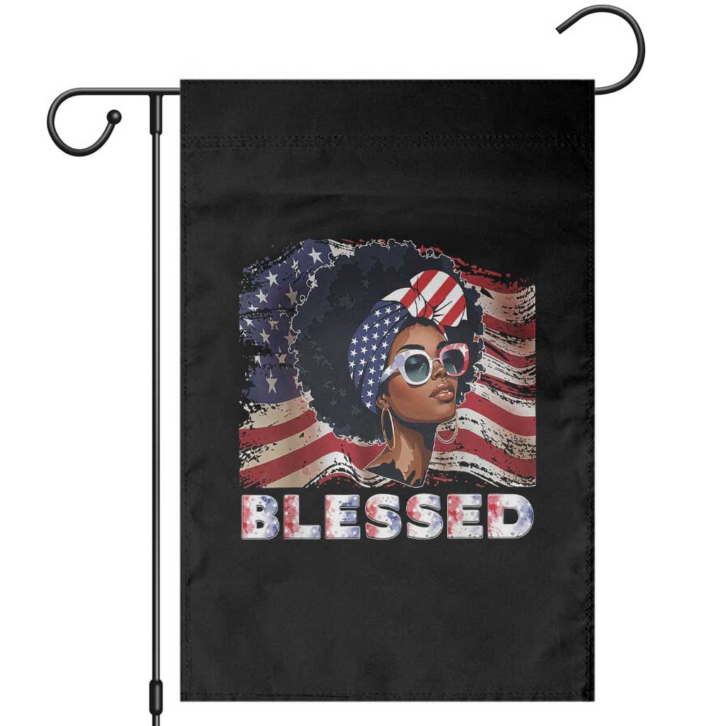 Blessed Black Queen Afro American Flag Garden Flag Patriotic Juneteenth 4th of July