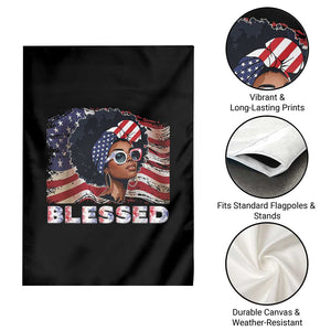 Blessed Black Queen Afro American Flag Garden Flag Patriotic Juneteenth 4th of July