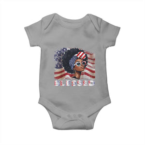Blessed Black Queen Afro American Flag Baby Onesie Patriotic Juneteenth 4th of July