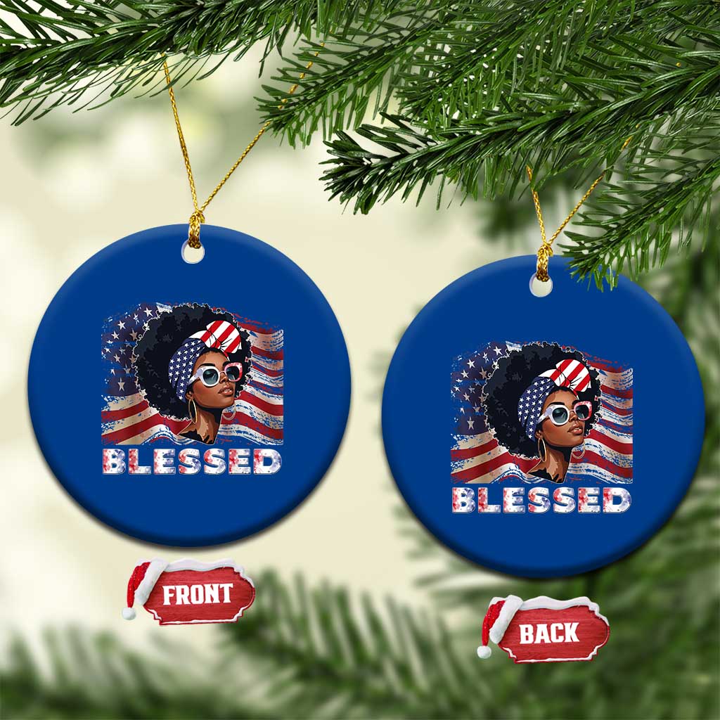 Blessed Black Queen Afro American Flag Ceramic Ornament Patriotic Juneteenth 4th of July