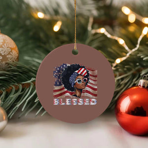 Blessed Black Queen Afro American Flag Ceramic Ornament Patriotic Juneteenth 4th of July