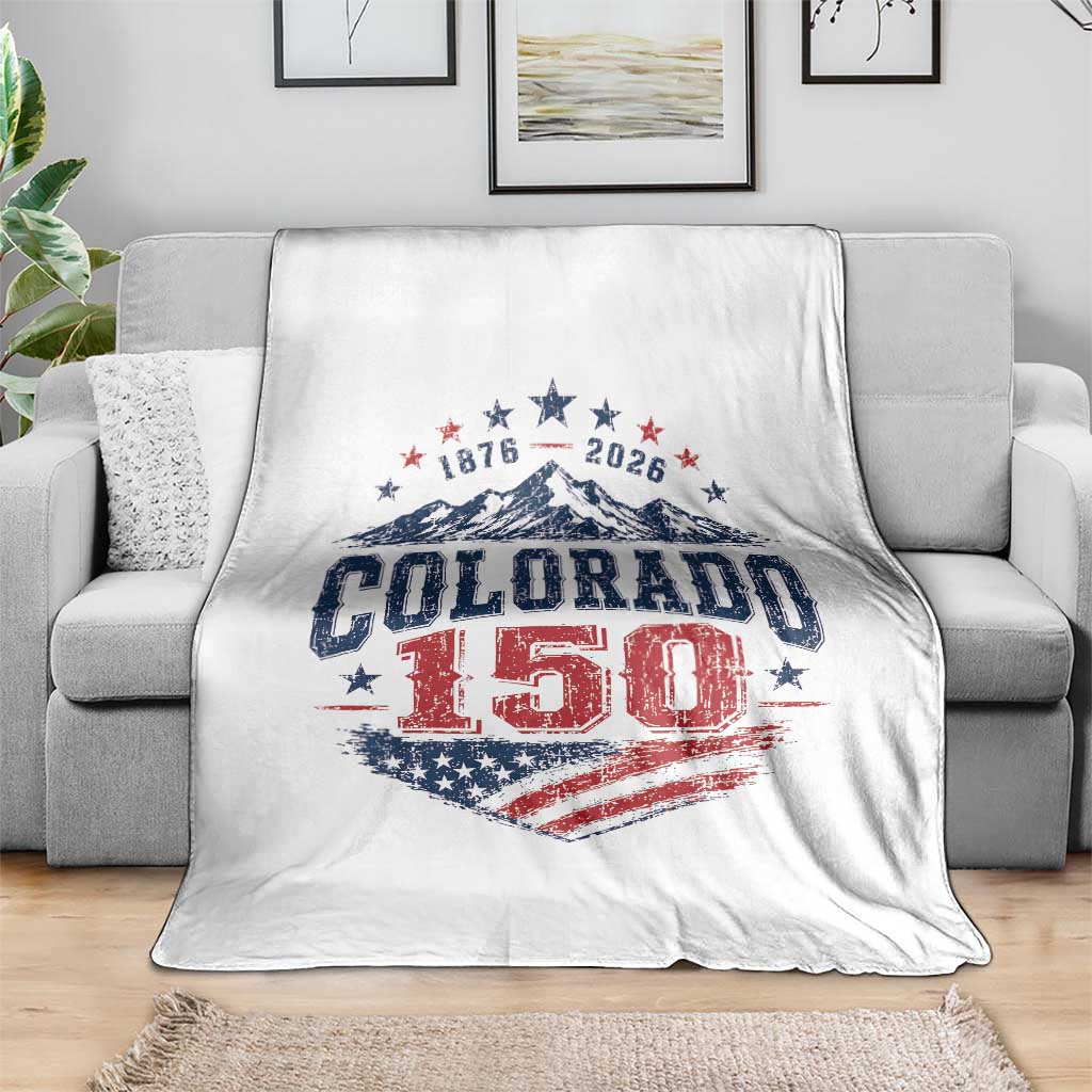 Colorado Rocky Mountains 150th Anniversary Throw Blanket Sesquicentennial 1876 2026 Patriotic Graphic TS02 Print Your Wear