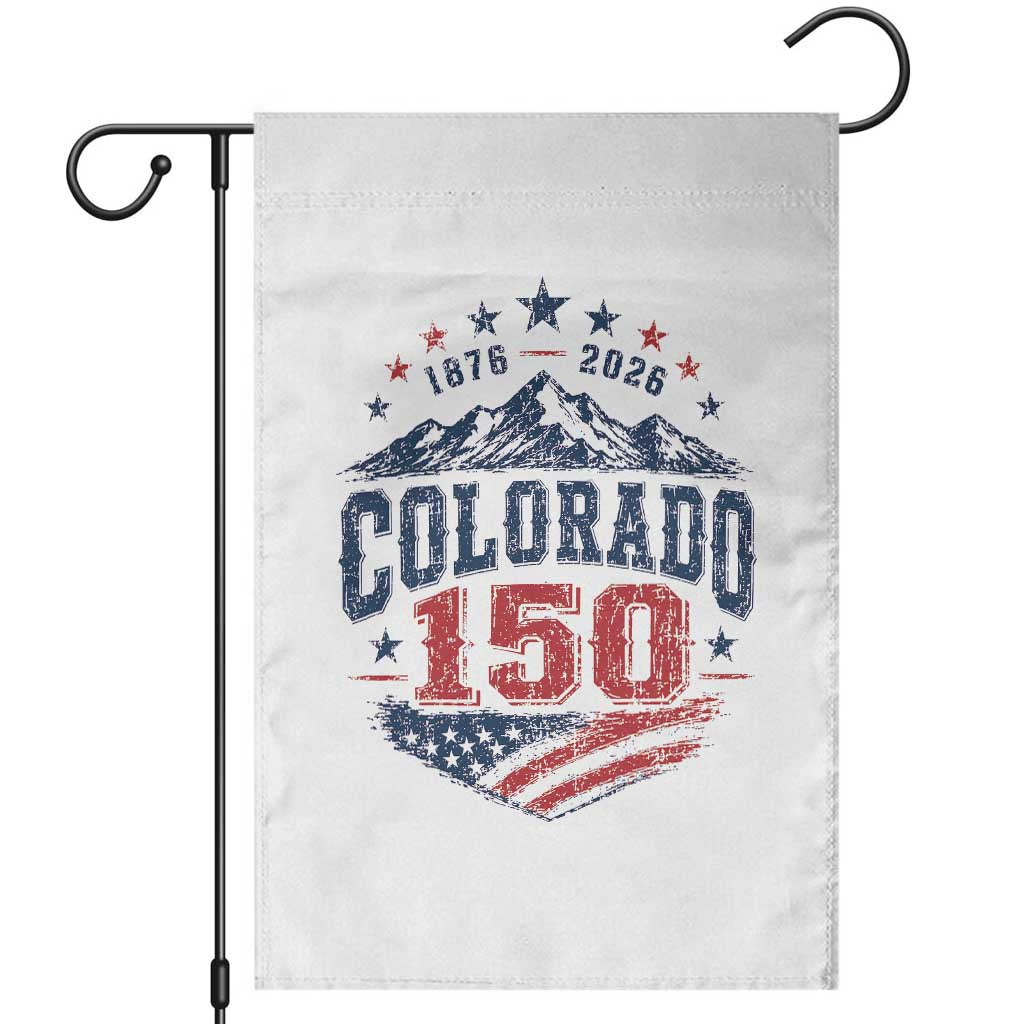 Colorado Rocky Mountains 150th Anniversary Garden Flag Sesquicentennial 1876 2026 Patriotic Graphic TS02 White Print Your Wear
