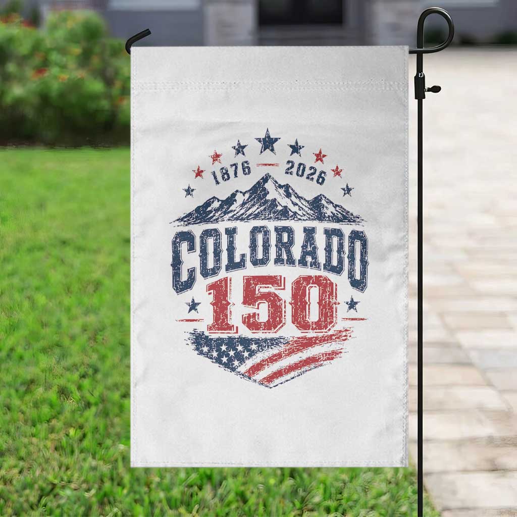 Colorado Rocky Mountains 150th Anniversary Garden Flag Sesquicentennial 1876 2026 Patriotic Graphic TS02 Print Your Wear