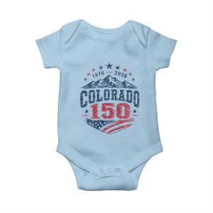 Colorado Rocky Mountains 150th Anniversary Baby Onesie Sesquicentennial 1876 2026 Patriotic Graphic TS02 Light Blue Print Your Wear