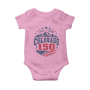 Colorado Rocky Mountains 150th Anniversary Baby Onesie Sesquicentennial 1876 2026 Patriotic Graphic TS02 Light Pink Print Your Wear