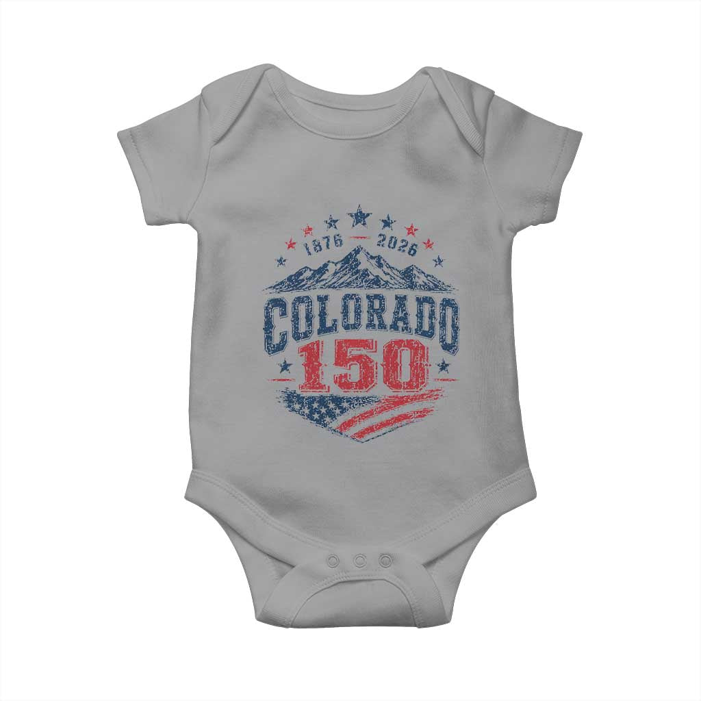 Colorado Rocky Mountains 150th Anniversary Baby Onesie Sesquicentennial 1876 2026 Patriotic Graphic TS02 Sport Gray Print Your Wear