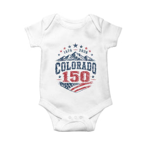 Colorado Rocky Mountains 150th Anniversary Baby Onesie Sesquicentennial 1876 2026 Patriotic Graphic TS02 White Print Your Wear