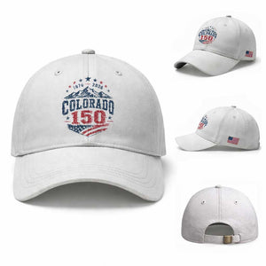 Colorado Rocky Mountains 150th Anniversary Baseball Cap Sesquicentennial 1876 2026 Patriotic Graphic TS02 Baseball Cap Universal Fit White Print Your Wear