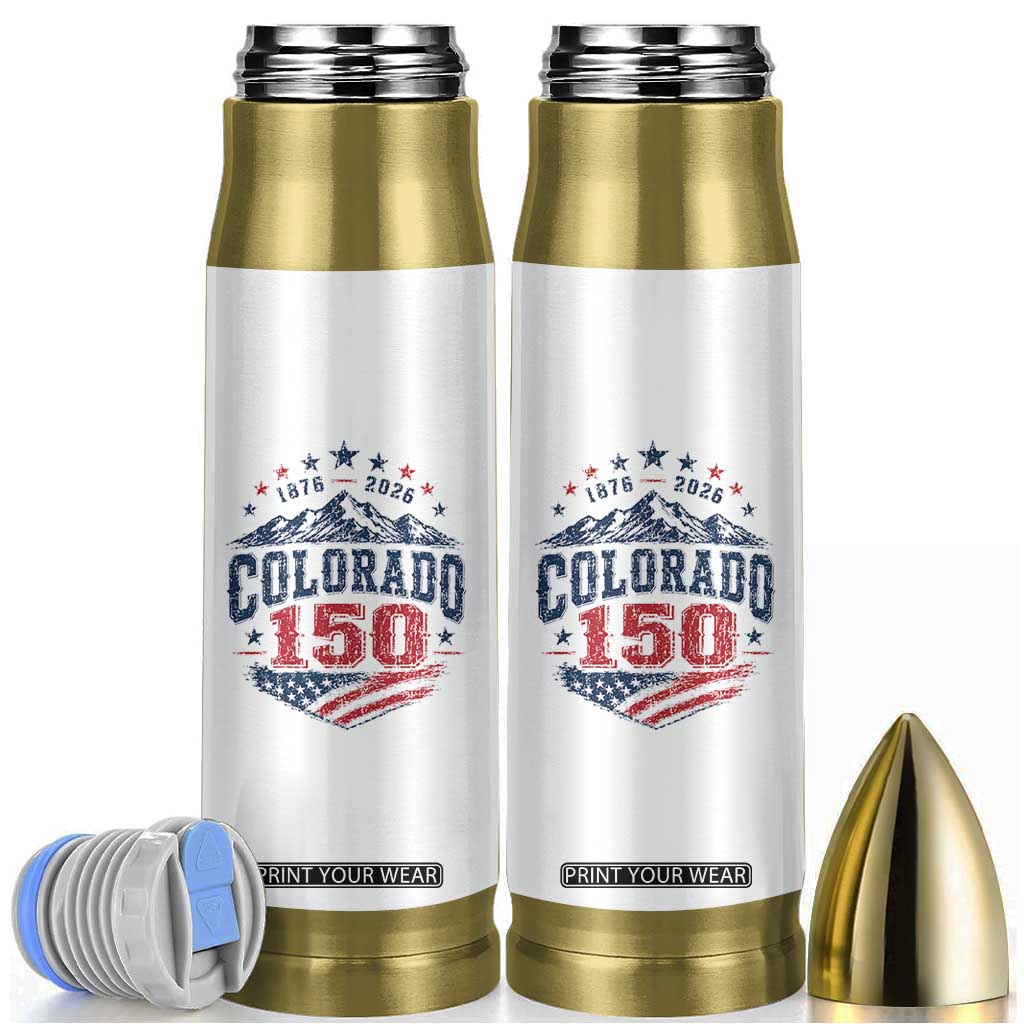 Colorado Rocky Mountains 150th Anniversary Bullet Tumbler Sesquicentennial 1876 2026 Patriotic Graphic TS02 White Print Your Wear