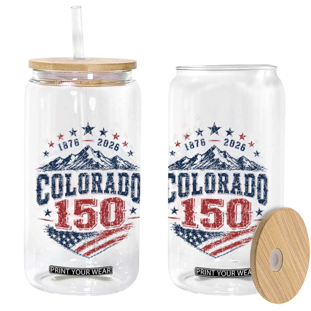 Colorado Rocky Mountains 150th Anniversary Glass Can Sesquicentennial 1876 2026 Patriotic Graphic TS02 Print Your Wear