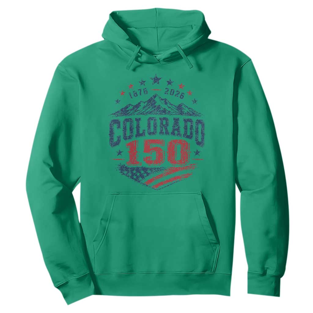 Colorado Rocky Mountains 150th Anniversary Hoodie Sesquicentennial 1876 2026 Patriotic Graphic TS02 Irish Green Print Your Wear