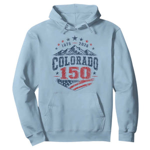 Colorado Rocky Mountains 150th Anniversary Hoodie Sesquicentennial 1876 2026 Patriotic Graphic TS02 Light Blue Print Your Wear
