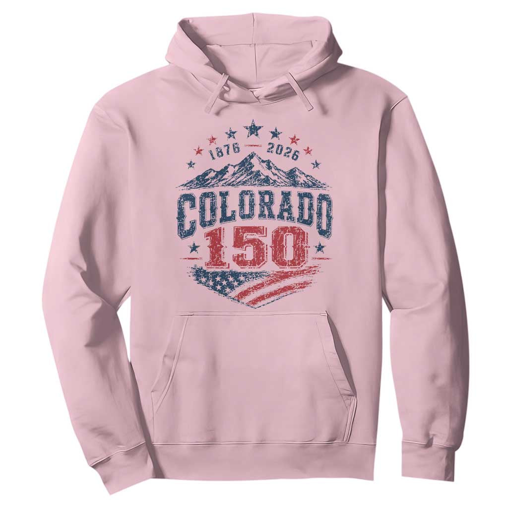 Colorado Rocky Mountains 150th Anniversary Hoodie Sesquicentennial 1876 2026 Patriotic Graphic TS02 Light Pink Print Your Wear