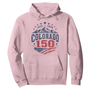 Colorado Rocky Mountains 150th Anniversary Hoodie Sesquicentennial 1876 2026 Patriotic Graphic TS02 Light Pink Print Your Wear