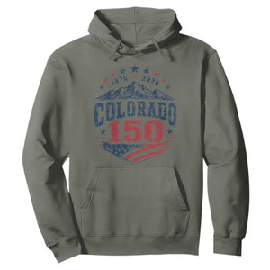 Colorado Rocky Mountains 150th Anniversary Hoodie Sesquicentennial 1876 2026 Patriotic Graphic TS02 Military Green Print Your Wear