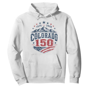 Colorado Rocky Mountains 150th Anniversary Hoodie Sesquicentennial 1876 2026 Patriotic Graphic TS02 White Print Your Wear