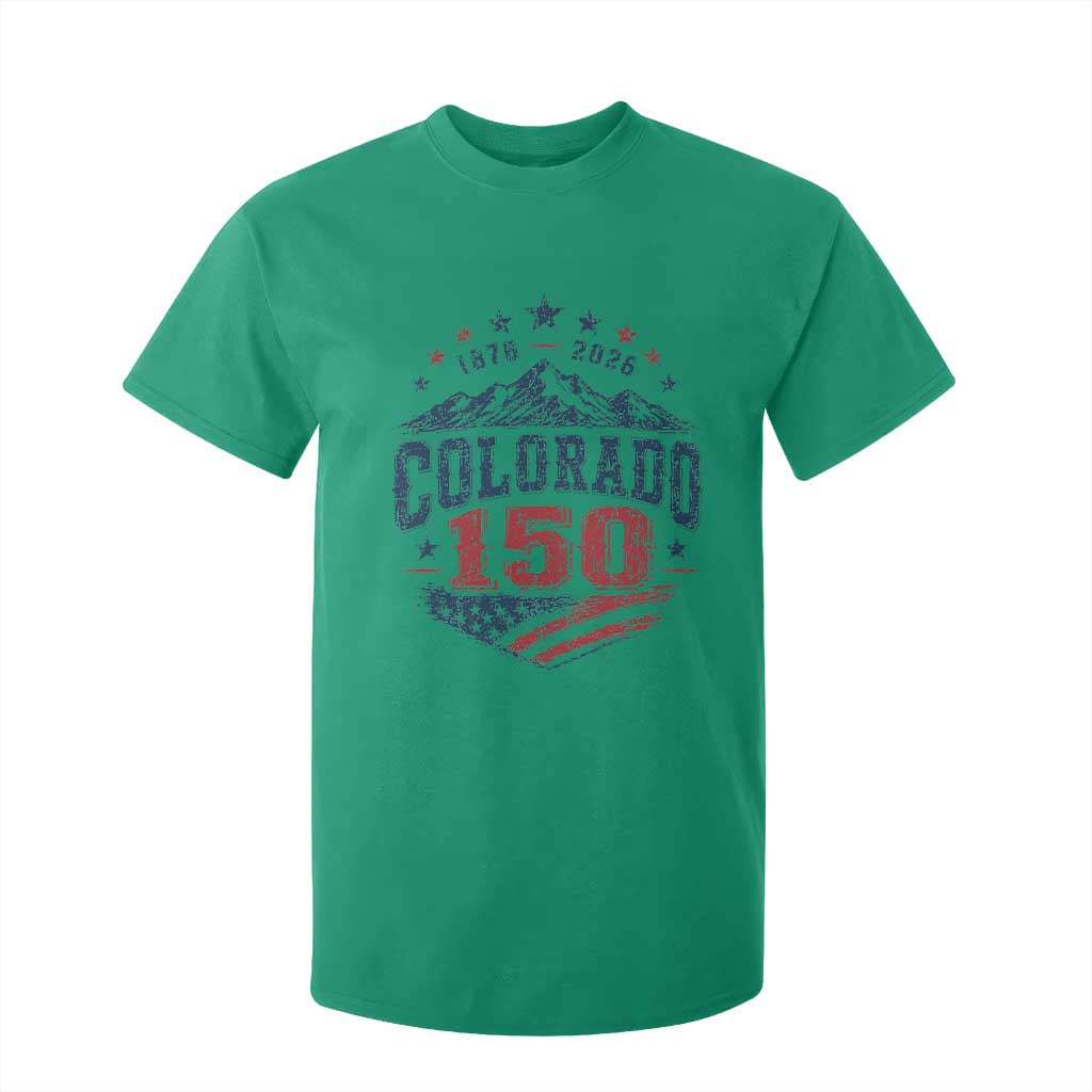 Colorado Rocky Mountains 150th Anniversary T Shirt For Kid Sesquicentennial 1876 2026 Patriotic Graphic TS02 Irish Green Print Your Wear