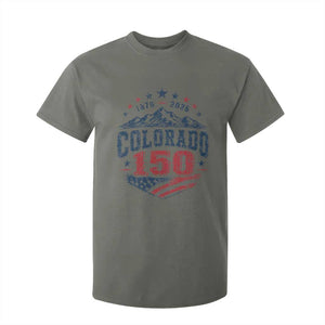 Colorado Rocky Mountains 150th Anniversary T Shirt For Kid Sesquicentennial 1876 2026 Patriotic Graphic TS02 Military Green Print Your Wear