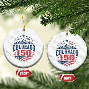 Colorado Rocky Mountains 150th Anniversary Ceramic Ornament Sesquicentennial 1876 2026 Patriotic Graphic TS02 1pc White Marble Print Your Wear
