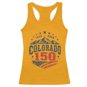 Colorado Rocky Mountains 150th Anniversary Racerback Tank Top Sesquicentennial 1876 2026 Patriotic Graphic TS02 Gold Print Your Wear