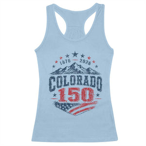 Colorado Rocky Mountains 150th Anniversary Racerback Tank Top Sesquicentennial 1876 2026 Patriotic Graphic TS02 Light Blue Print Your Wear