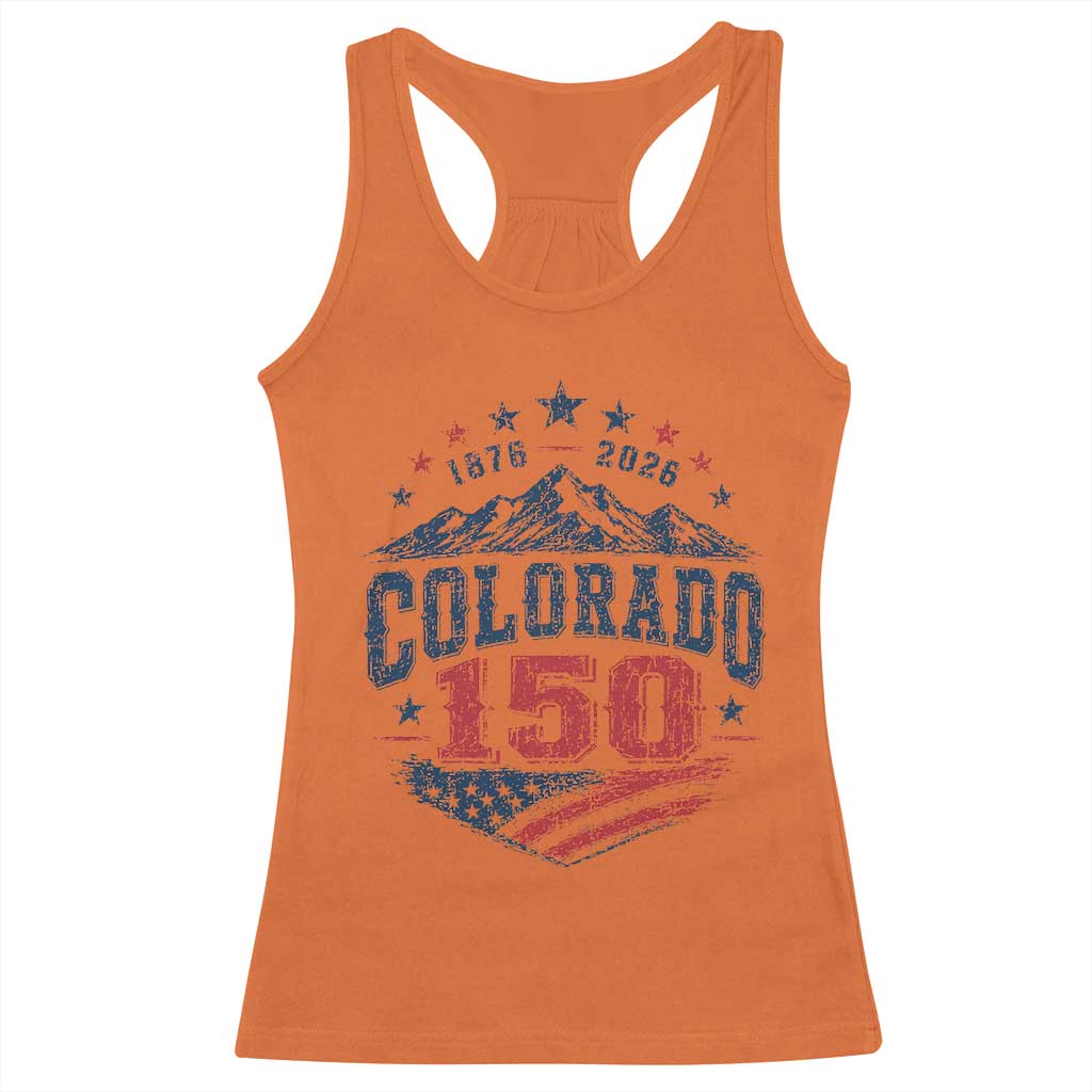 Colorado Rocky Mountains 150th Anniversary Racerback Tank Top Sesquicentennial 1876 2026 Patriotic Graphic TS02 Orange Print Your Wear