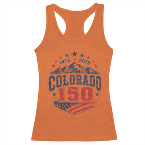 Colorado Rocky Mountains 150th Anniversary Racerback Tank Top Sesquicentennial 1876 2026 Patriotic Graphic TS02 Orange Print Your Wear