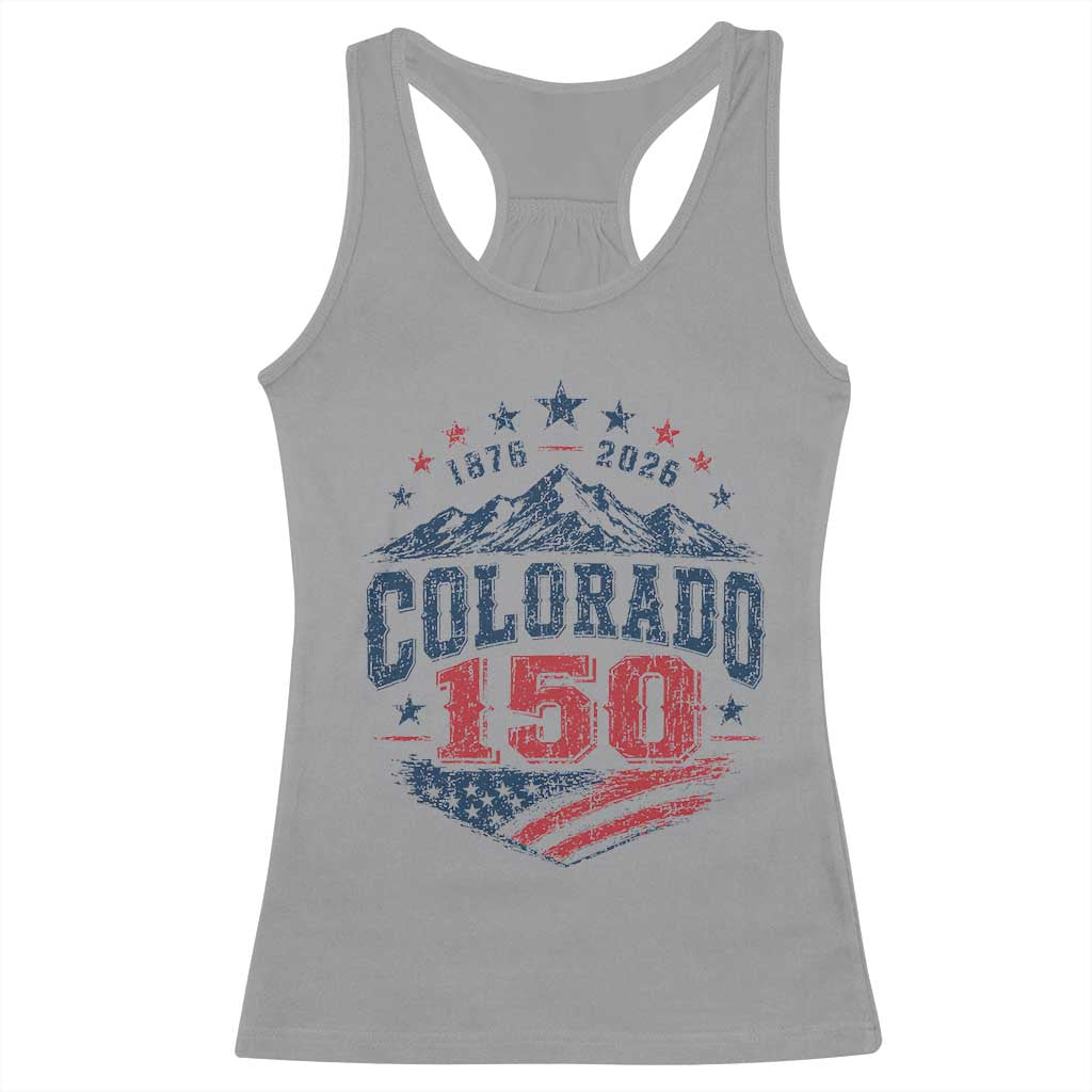 Colorado Rocky Mountains 150th Anniversary Racerback Tank Top Sesquicentennial 1876 2026 Patriotic Graphic TS02 Sport Gray Print Your Wear