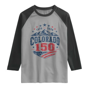 Colorado Rocky Mountains 150th Anniversary Raglan Shirt Sesquicentennial 1876 2026 Patriotic Graphic TS02 Sport Gray Black Print Your Wear