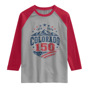 Colorado Rocky Mountains 150th Anniversary Raglan Shirt Sesquicentennial 1876 2026 Patriotic Graphic TS02 Sport Gray Red Print Your Wear