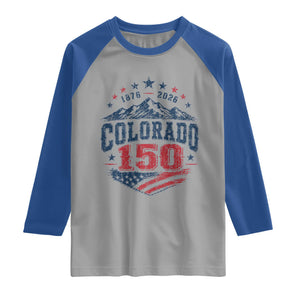 Colorado Rocky Mountains 150th Anniversary Raglan Shirt Sesquicentennial 1876 2026 Patriotic Graphic TS02 Sport Gray Royal Print Your Wear
